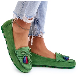 PS1 Ruskind Loafers med sløjfe og frynser Dorine Green grøn 10