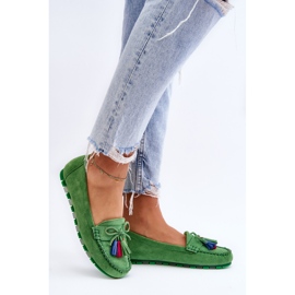 PS1 Ruskind Loafers med sløjfe og frynser Dorine Green grøn 5