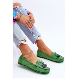 PS1 Ruskind Loafers med sløjfe og frynser Dorine Green grøn 9