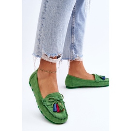 PS1 Ruskind Loafers med sløjfe og frynser Dorine Green grøn 4