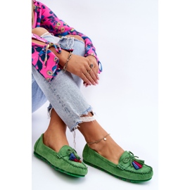 PS1 Ruskind Loafers med sløjfe og frynser Dorine Green grøn 8