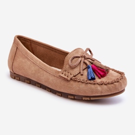 PS1 Ruskind Loafers Med sløjfe og kvaster Mørk Beige Dorine 2