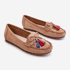 PS1 Ruskind Loafers Med sløjfe og kvaster Mørk Beige Dorine 1