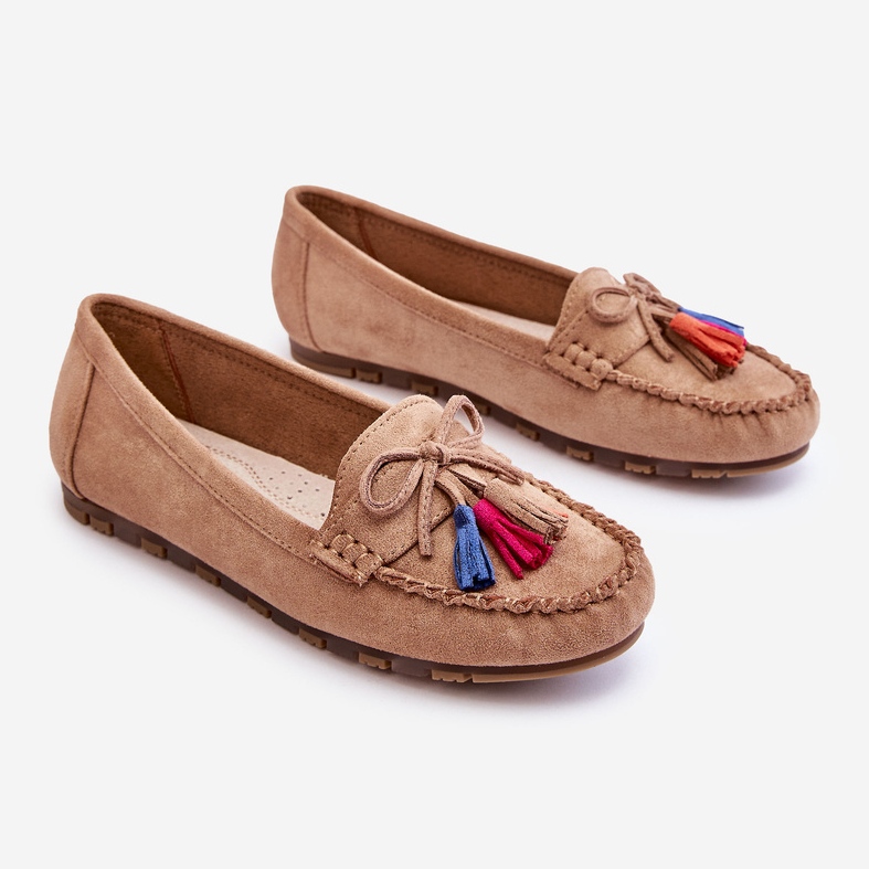 PS1 Ruskind Loafers Med sløjfe og kvaster Mørk Beige Dorine 1