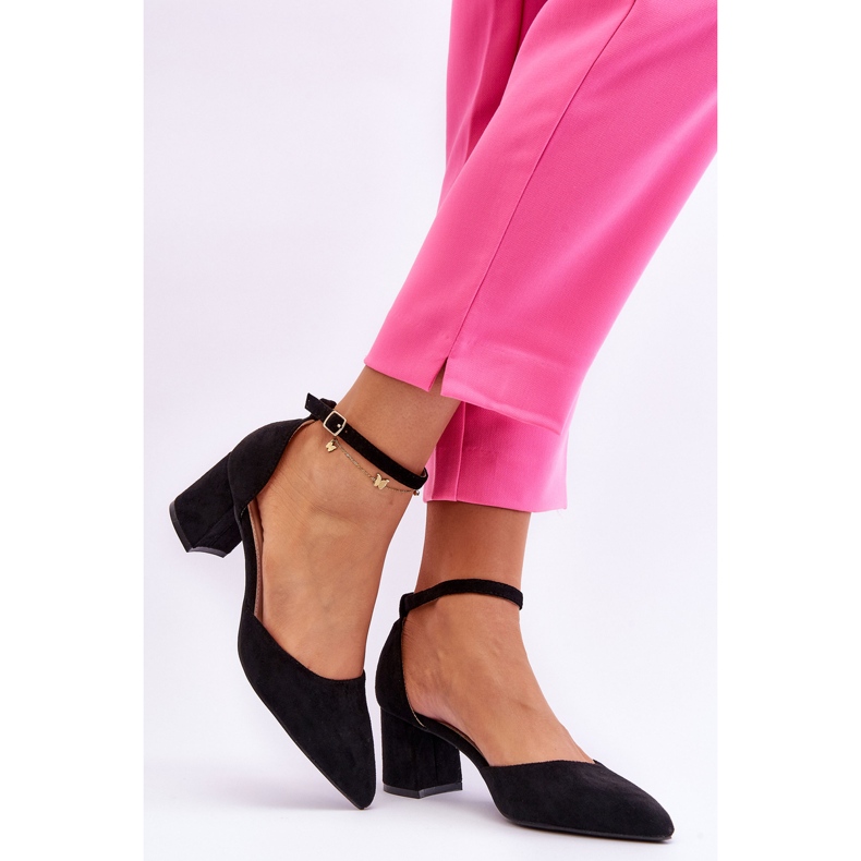 Suede Heel Pumps Black Promise sort 1