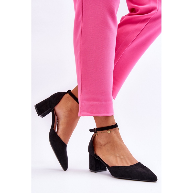 Suede Heel Pumps Black Promise sort 2