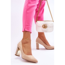 Klassiske ruskindshælpumper Beige Elizabeth 2