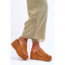 Dame Camel Martina Chunky Platform Hjemmesko brun 1