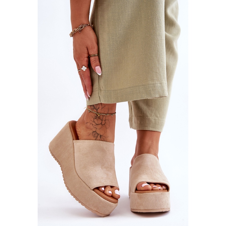 Solid Platform Hjemmesko til kvinder Beige Martina 1