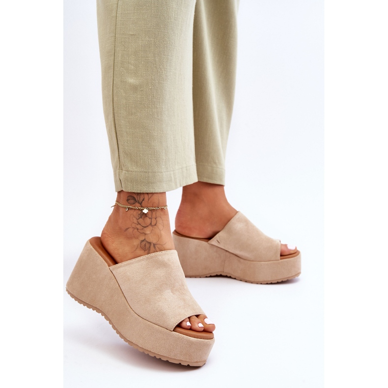 Solid Platform Hjemmesko til kvinder Beige Martina 2