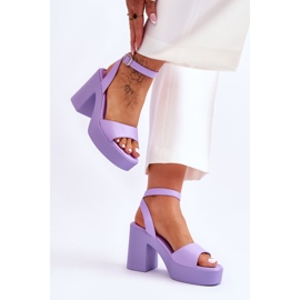 Moderigtige lilla Karmine massive højhælede sandaler violet 4