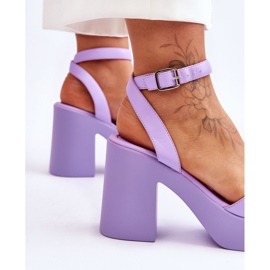 Moderigtige lilla Karmine massive højhælede sandaler violet 5