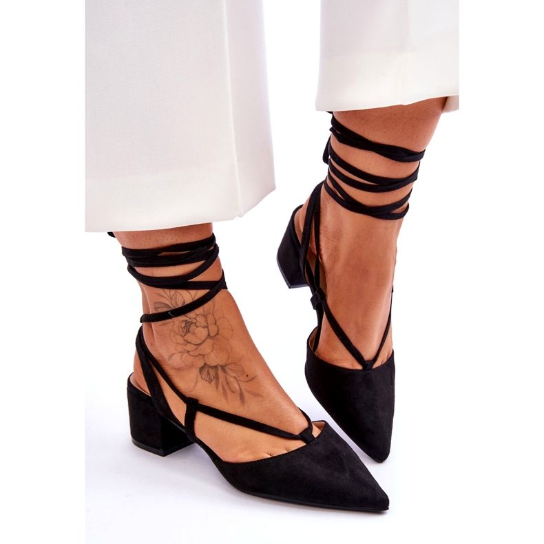 Sort Carlotte Knotted Low Heel Pumps 4