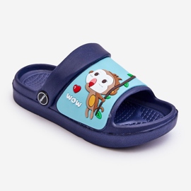 Lette børneflip-flops sandaler med dyremotiv Navy Rico blå 1