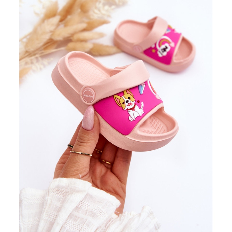 WJ1 Lette børnesandaler med hundemotiv Pink Rico lyserød 1