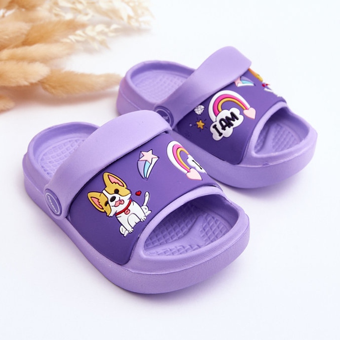WJ1 Lette børns flip-flops sandaler med hundemotiv Violet Rico lilla 2