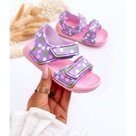 Børneskum lette sandaler Mønstret lyserød-lilla Malaga 1