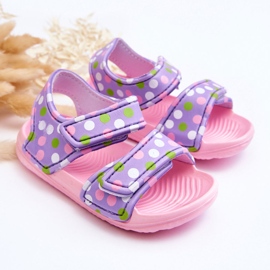 Børneskum lette sandaler Mønstret lyserød-lilla Malaga 2