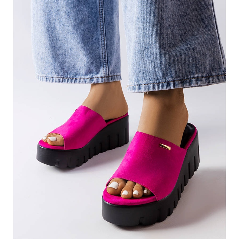 Inna Pink chunky wedge sandaler fra Agnes lyserød 1