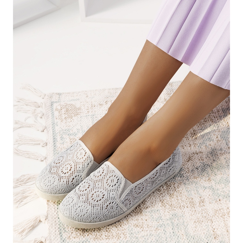 HJ1709 Grå Openwork Slip-On sneakers 1