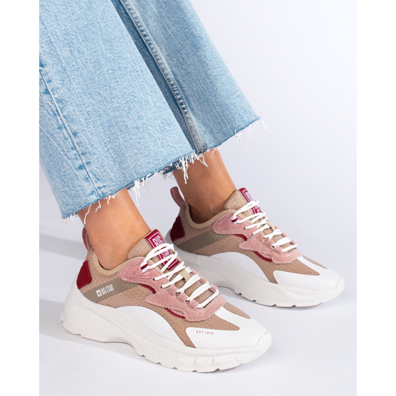 Big Star sneakers til kvinder KK274055 beige hvid lyserød 1