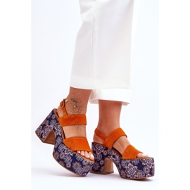 Maciejka læder højhælede sandaler 06089-18 Orange 1