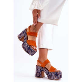 Maciejka læder højhælede sandaler 06089-18 Orange 4