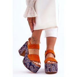 Maciejka læder højhælede sandaler 06089-18 Orange 2