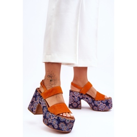 Maciejka læder højhælede sandaler 06089-18 Orange 3