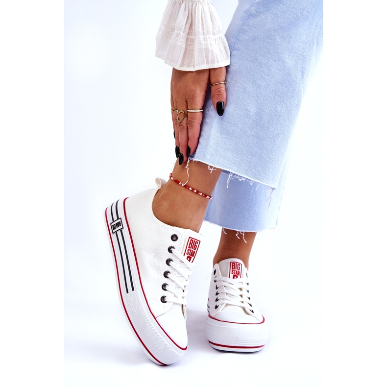 Dame Stof Platform Sneakers Big Star LL274180 Hvid 5