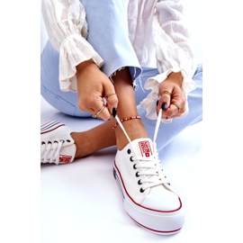 Dame Stof Platform Sneakers Big Star LL274180 Hvid 3