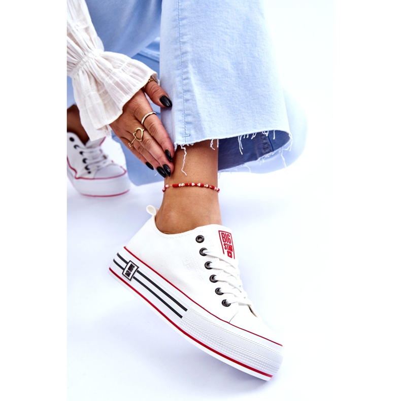 Dame Stof Platform Sneakers Big Star LL274180 Hvid 1