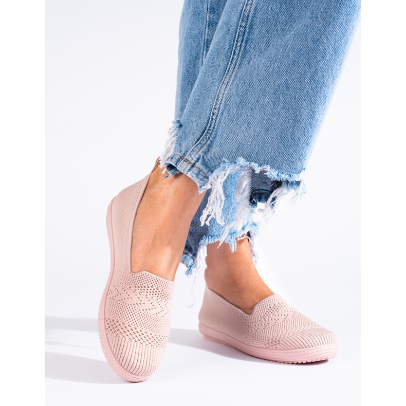 Dame tekstil slip-on sneakers Shelovet pink slip on lyserød 1