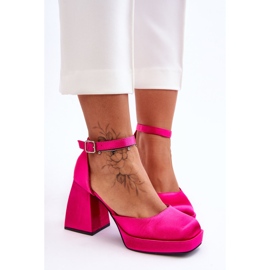 Moderigtige pumps på massive hæle Fuchsia Sandia lyserød 2