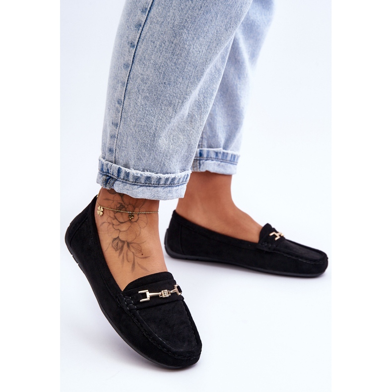 Klassiske suede loafers til kvinder, sort Corinell 1