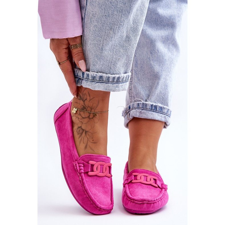 Moderigtige ruskindsloafers til kvinder Pink Rabell lyserød 1