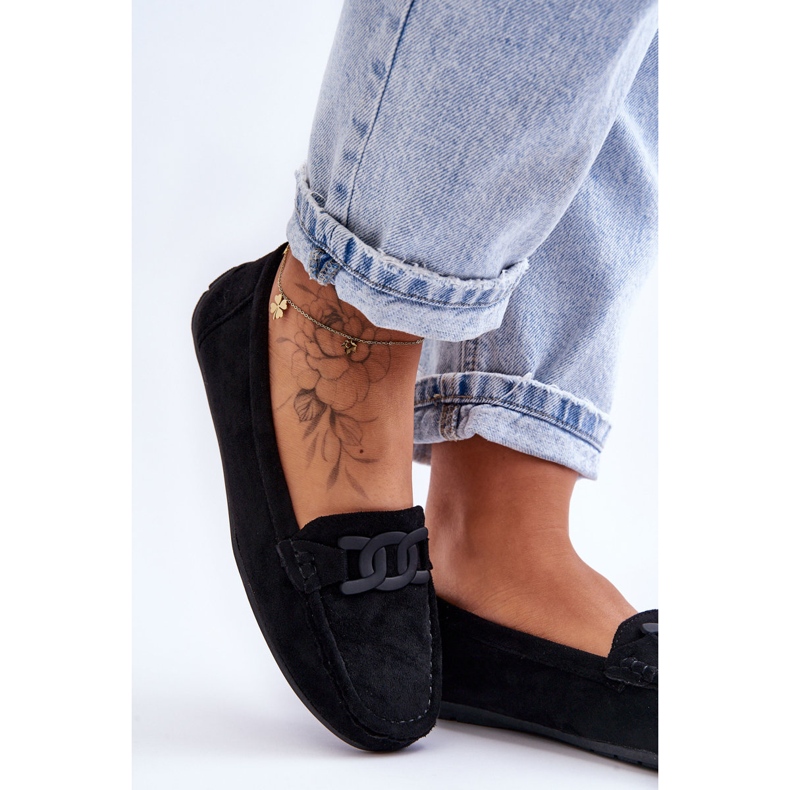 Moderigtige suede loafers til kvinder, sort Rabell 2
