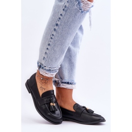 Klassiske frynsede læder loafers Sort Camis 1