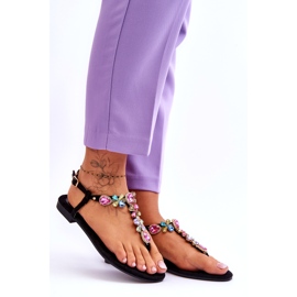 Suede Flip Flops Med Stones Black Frency sort 6