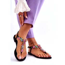 Suede Flip Flops Med Stones Black Frency sort 1