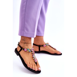 Suede Flip Flops Med Stones Black Frency sort 2