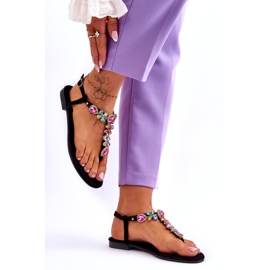 Suede Flip Flops Med Stones Black Frency sort 3