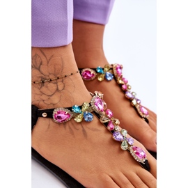 Suede Flip Flops Med Stones Black Frency sort 4