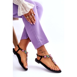 Suede Flip Flops Med Stones Black Frency sort 5