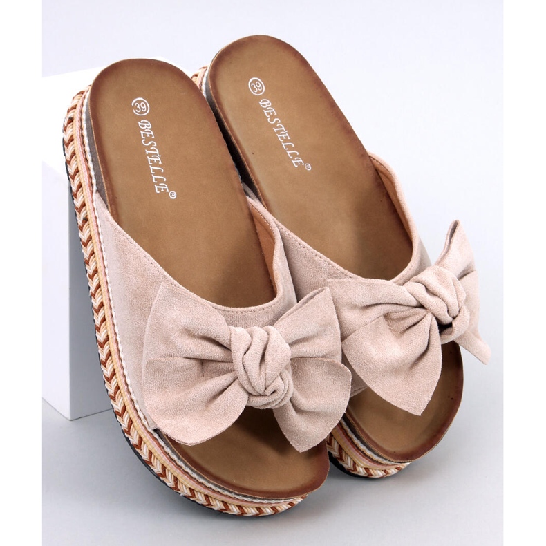 Sløjfesandaler med høj sål fra Delair Beige 1