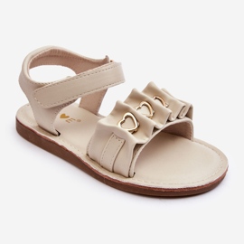 Børnesandaler med velcrohjerter Beige Havana 1