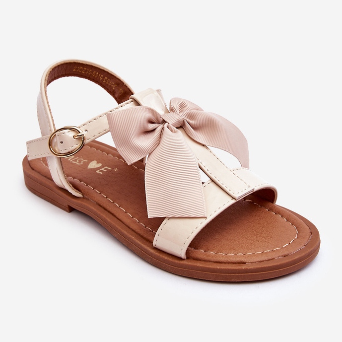 Børnelakerede sandaler med sløjfe, beige Netina 1