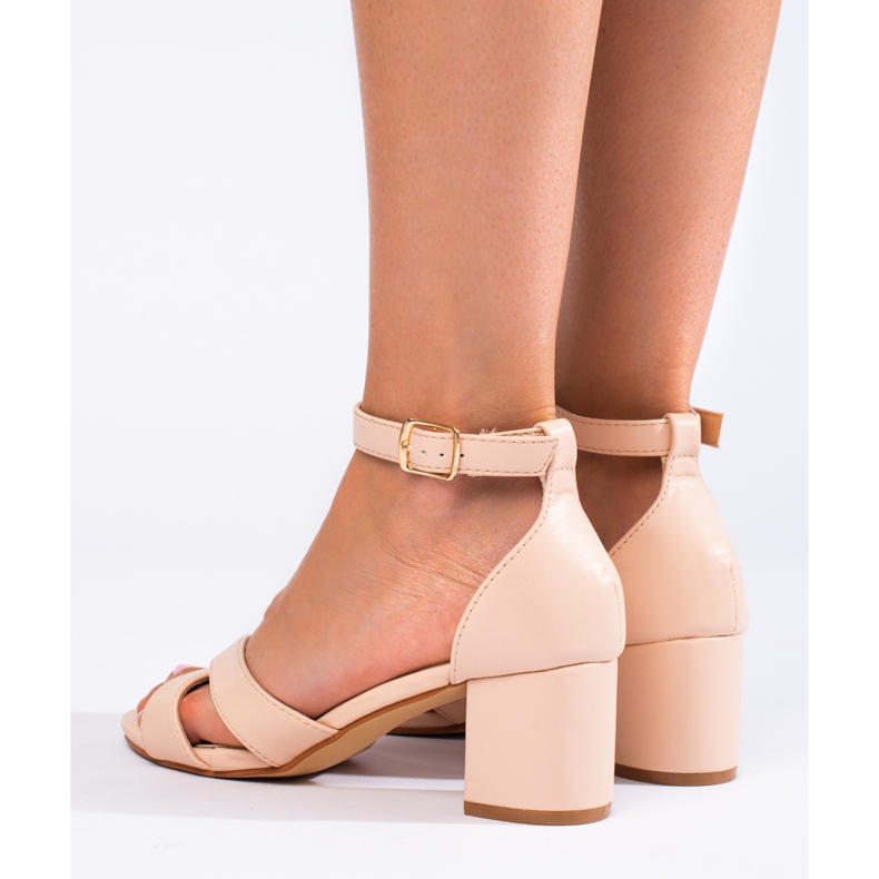 Shelovet beige sandaler med hæl til kvinder 2