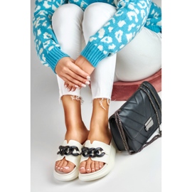 La.Fi Hvide flip flops med sort kæde 2