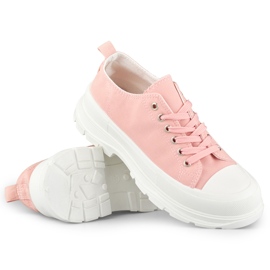 Pink sneakers på lav platform lyserød 1